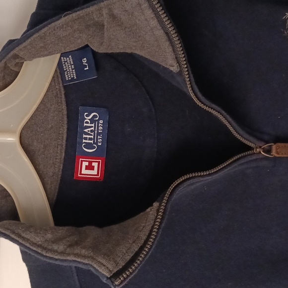 Chaps large navy cotton pullover - Picture 2 of 3